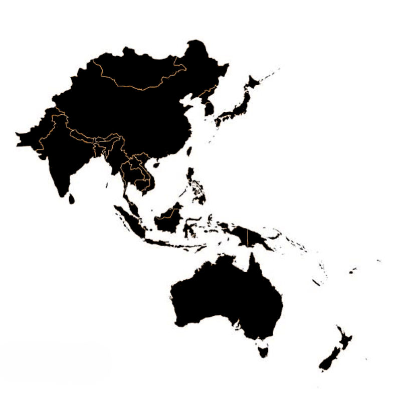 Map of Asia and Australia outlines